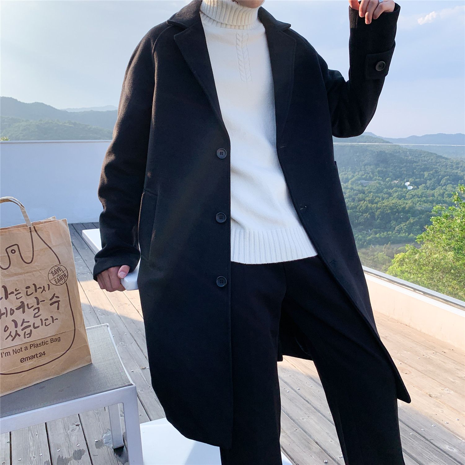 Outdoor Sport Hobbies - Wool Blend Coat Grey Mans Climbing