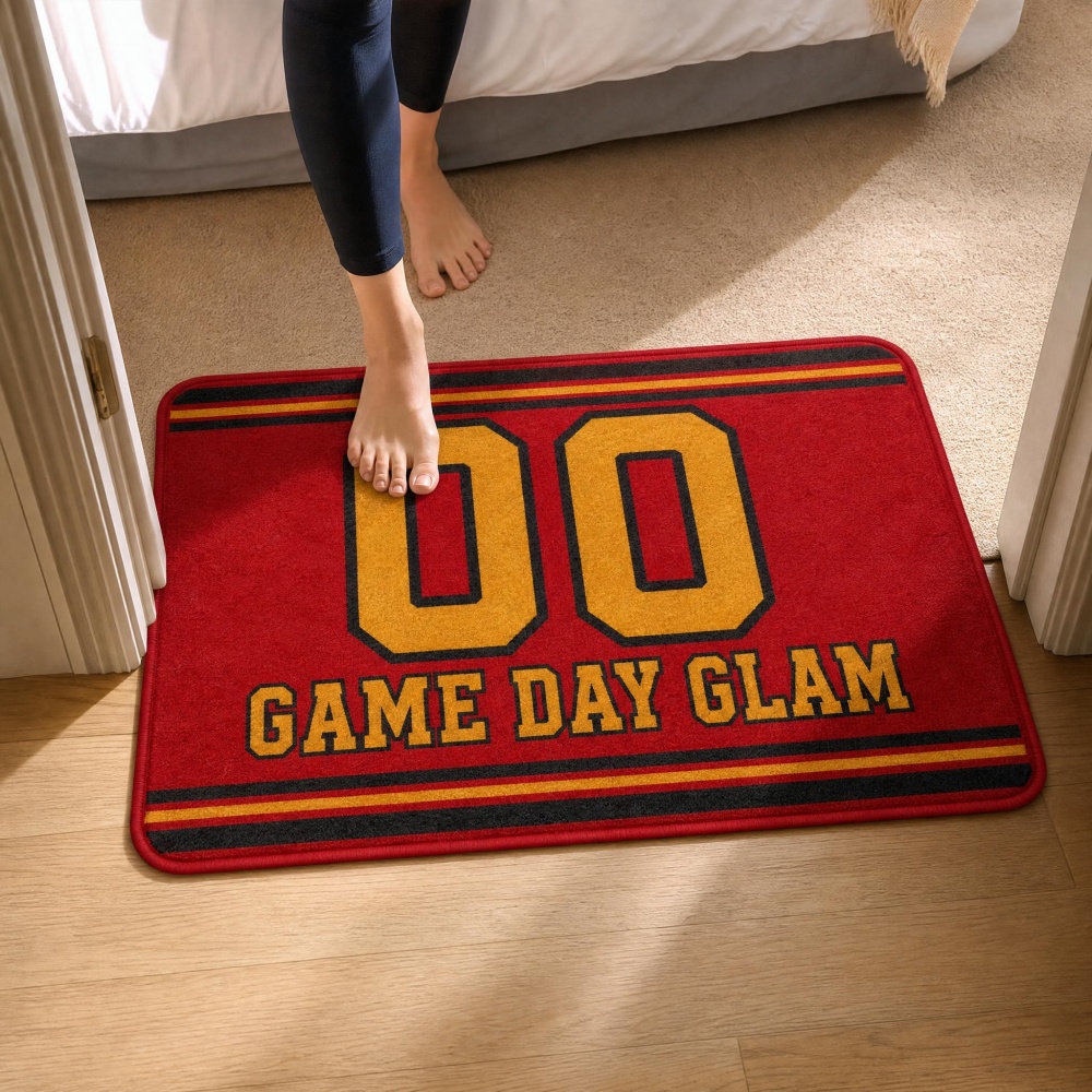 Outdoor Sport Area - Vintage Jersey Number Flannel Doormat, Non