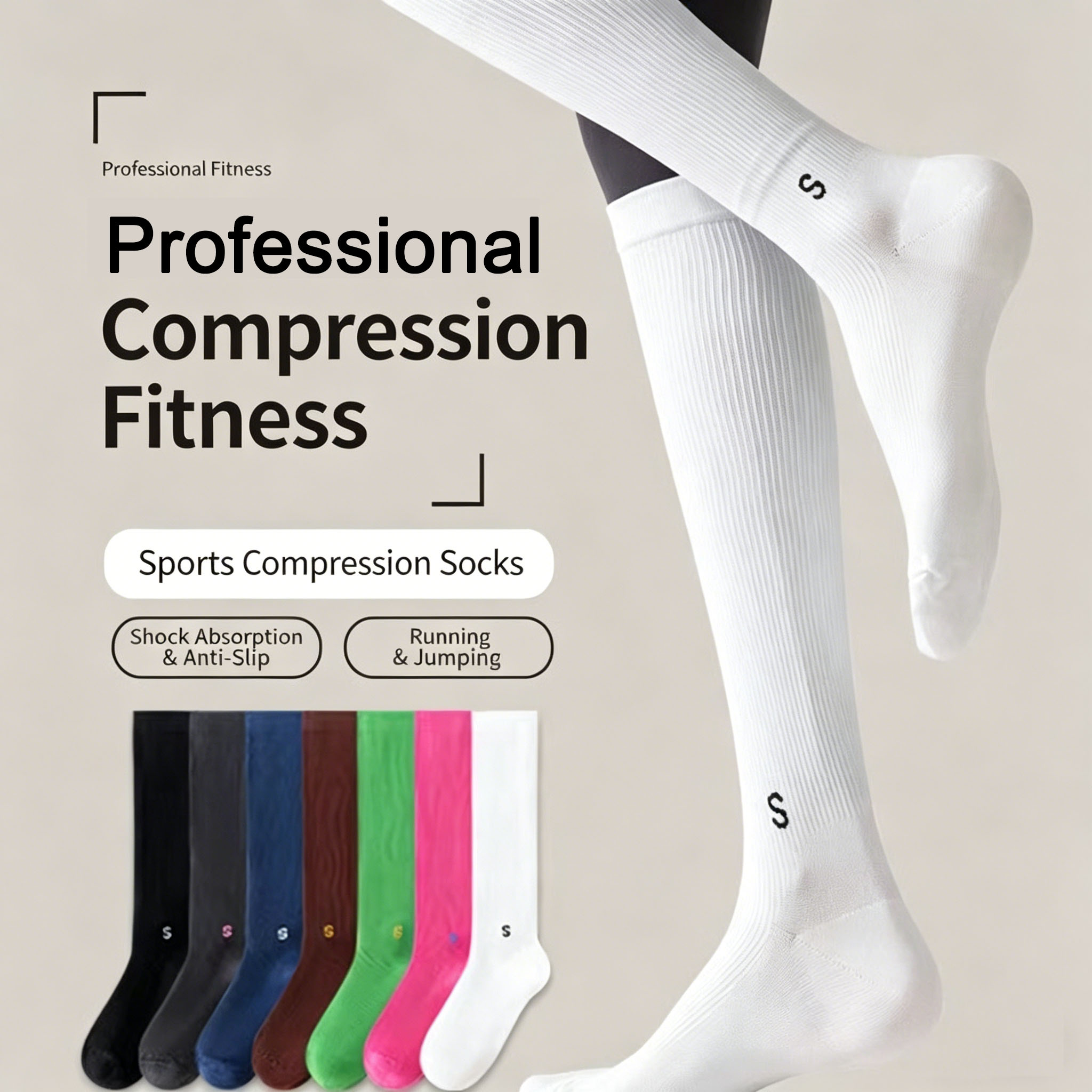 Speed Skipping Rope - Professional Sports Compression Calf Socks for