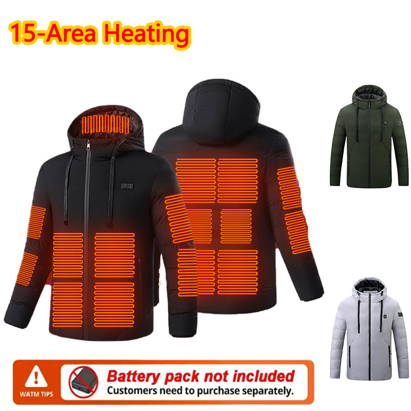 Outdoor Sport Jacket - 15 Area Heated Winter Hooded Jacket