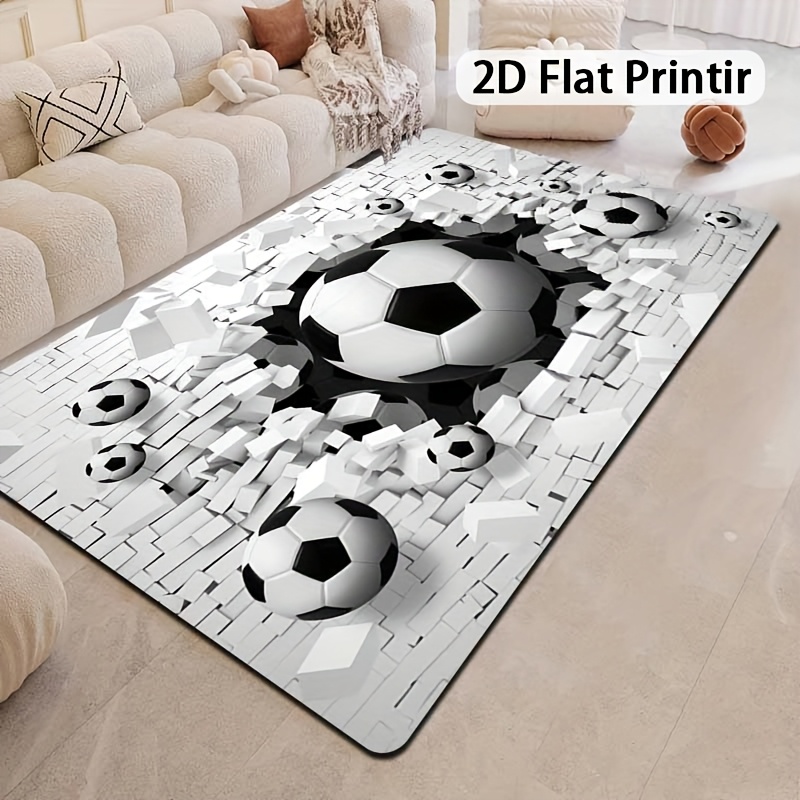 Outdoor Sport Area - Soccer Ball 3D Effect Rug Flannel