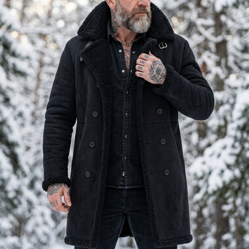 Outdoor Sport Jacket - Men's Faux Suede Fur Lined Winter