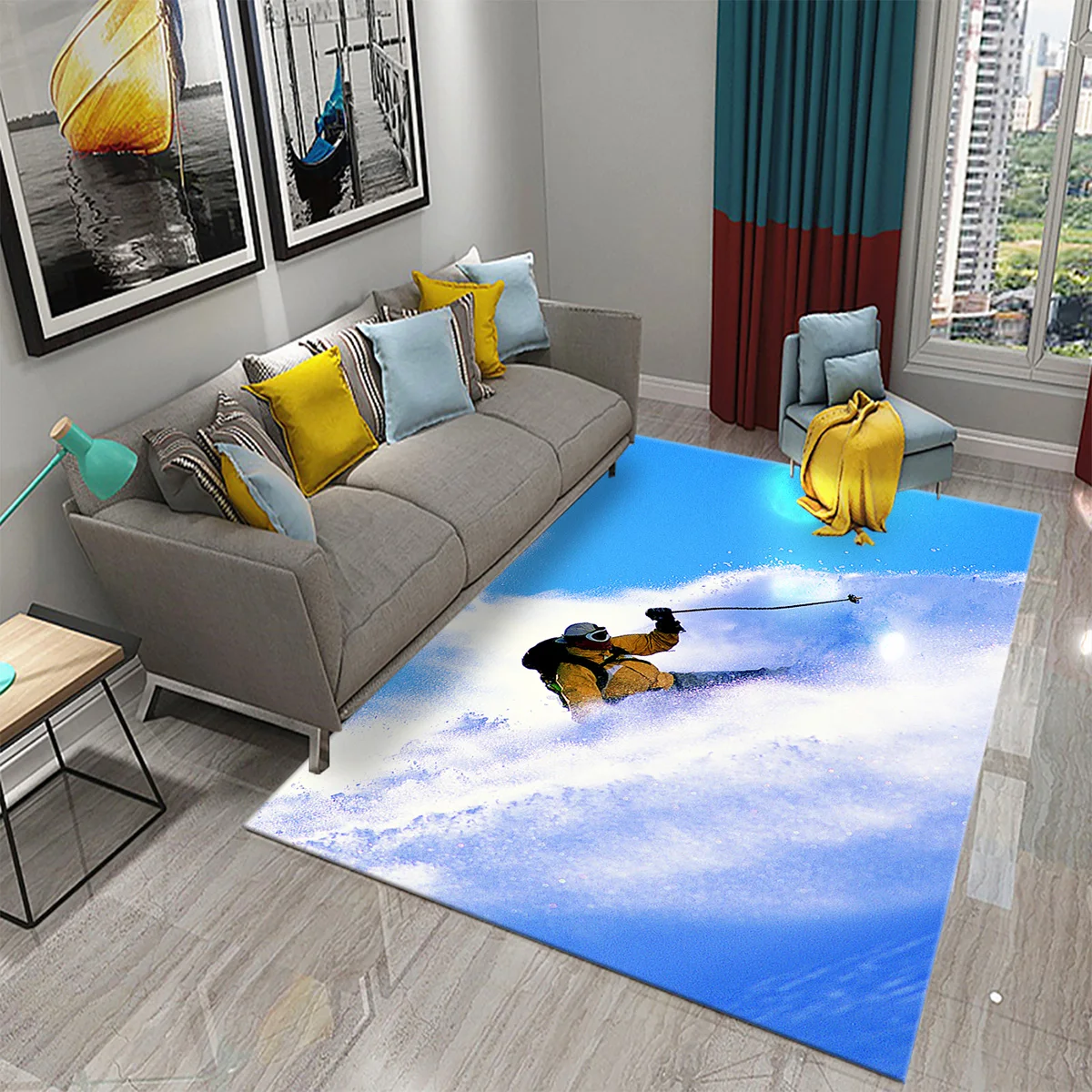 Outdoor Sport Live - Ski Snow Mountain Theme Carpet Kids