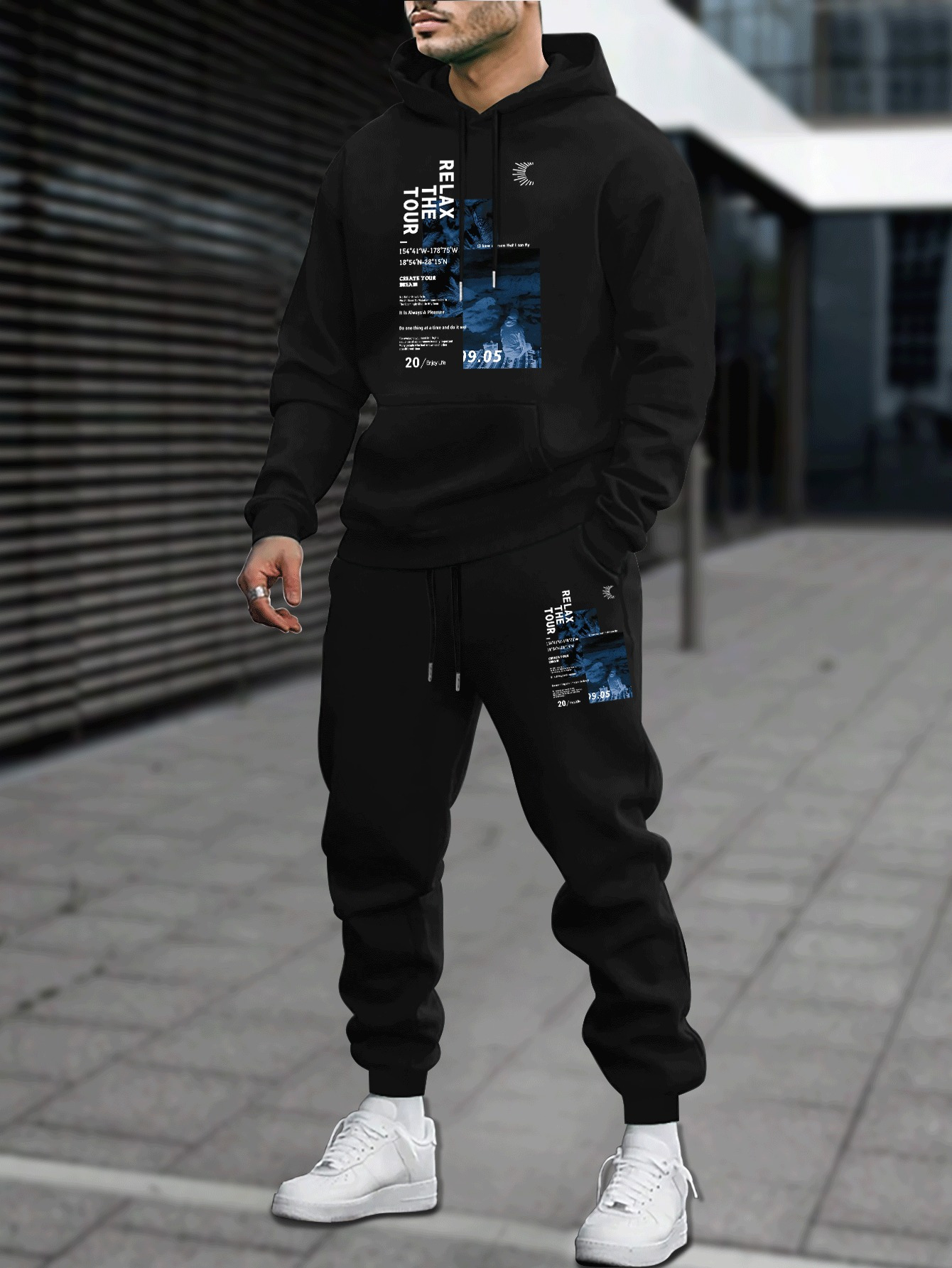 Outdoor Sport Hoodie - Men Autumn Winter Hoodie Sweatpants 2